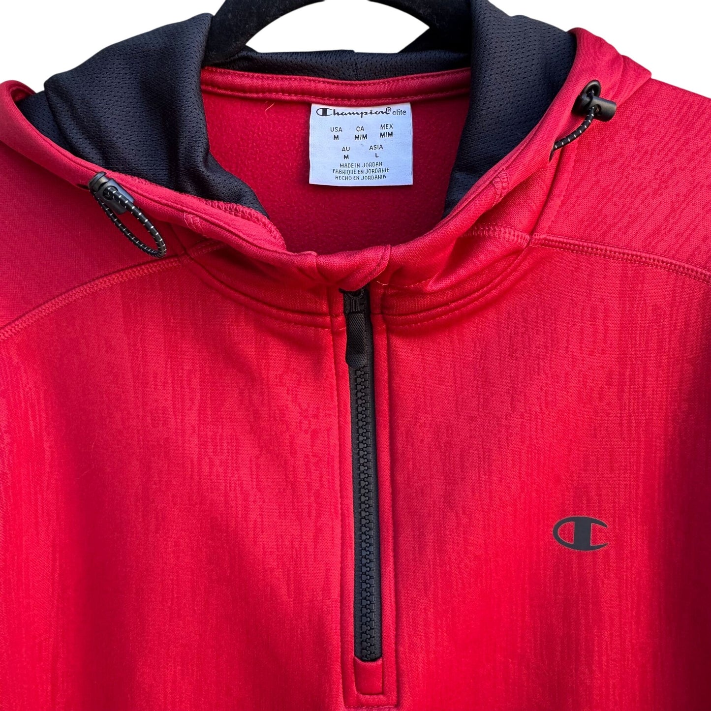 Champion Elite Scuba Fleece Pullover 3/4 Sleeve Half-Zip Kangaroo Pocket Hoodie M