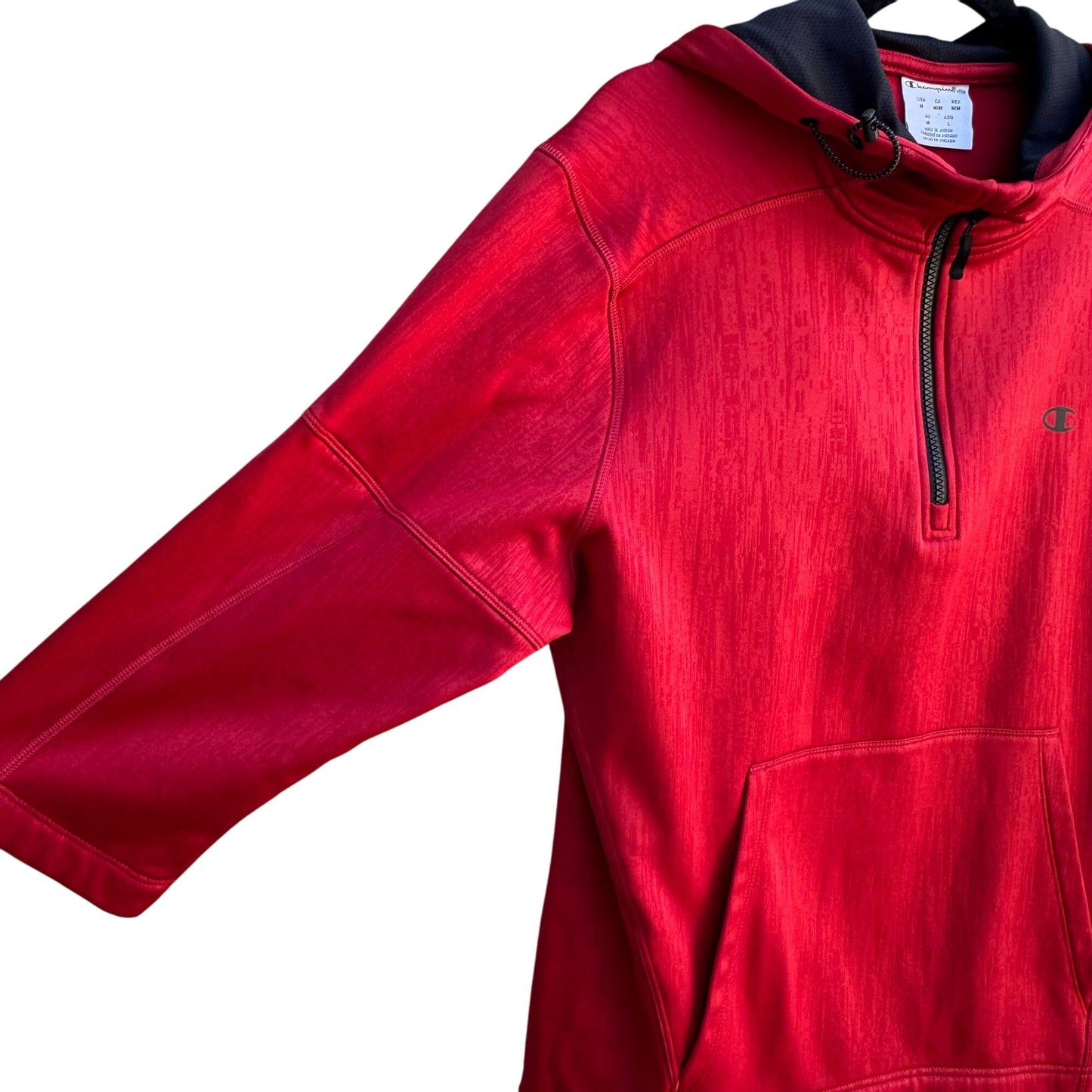 Champion Elite Scuba Fleece Pullover 3/4 Sleeve Half-Zip Kangaroo Pocket Hoodie M