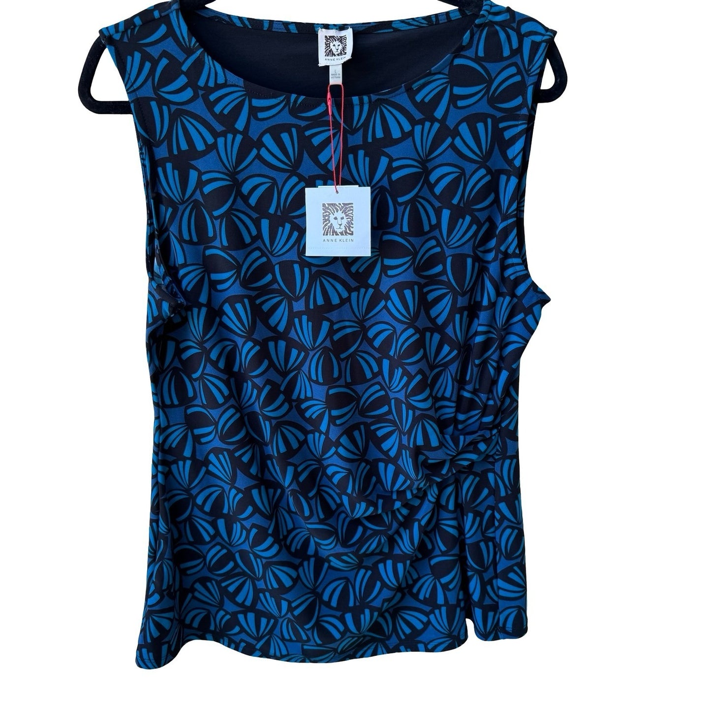 Anne Klein Professional Ruched Draped Pleated Side Knot Sleeveless Blouse L NEW