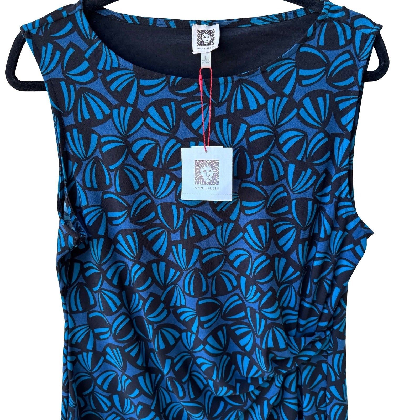Anne Klein Professional Ruched Draped Pleated Side Knot Sleeveless Blouse L NEW