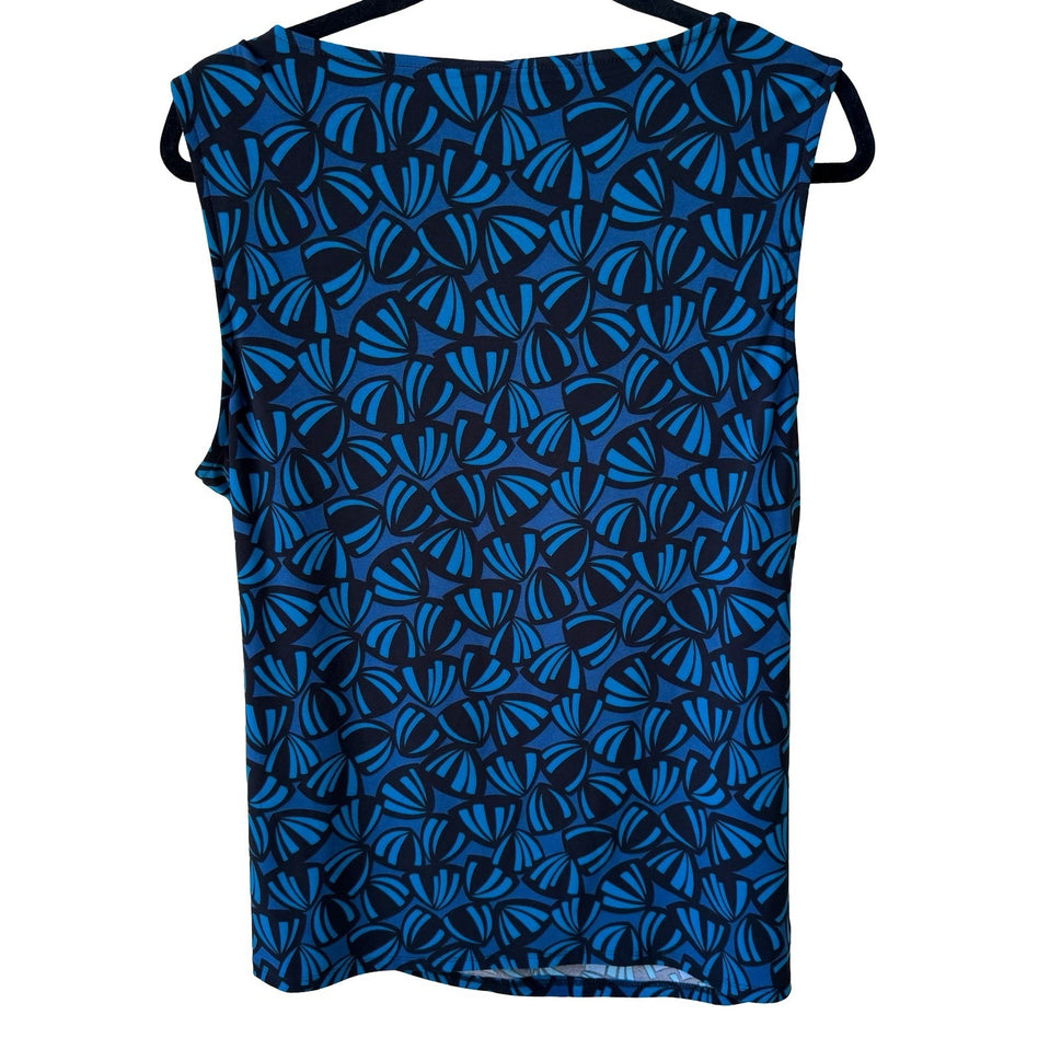 Anne Klein Professional Ruched Draped Pleated Side Knot Sleeveless Blouse L NEW