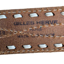 Switch Gilles Herve Paris Tan Leather Whipstitch Western Belt Made in France Size 80 2 image
