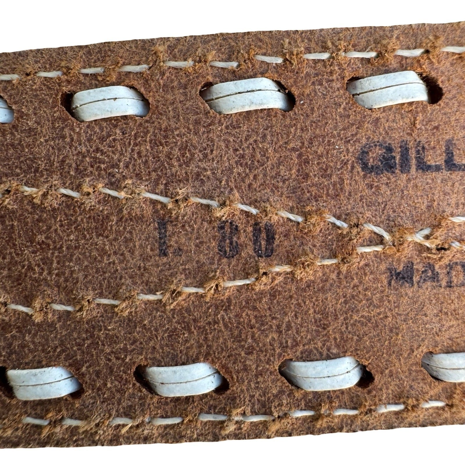 Gilles Herve Paris Tan Leather Whipstitch Western Belt Made in France Size 80