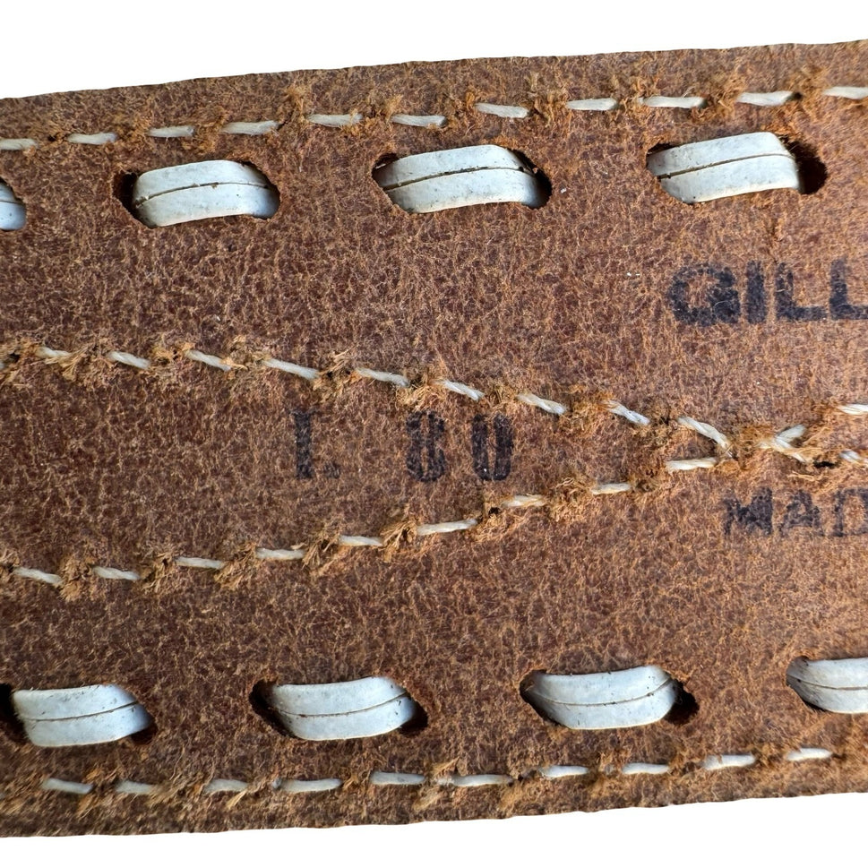 Gilles Herve Paris Tan Leather Whipstitch Western Belt Made in France Size 80