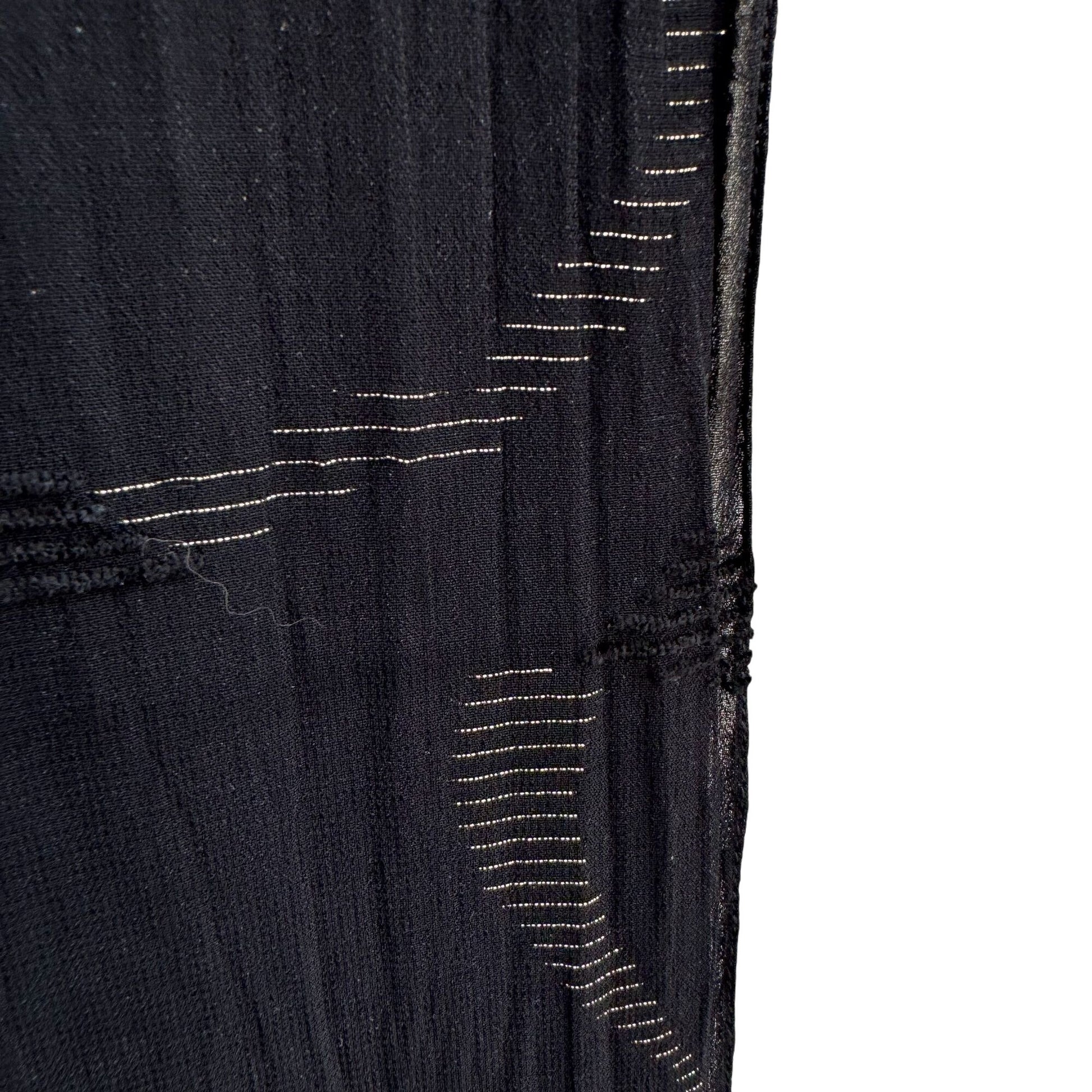 Anne Klein For Vera Vintage Black Sheer Metallic Fringe Italian Made Scarf Wrap