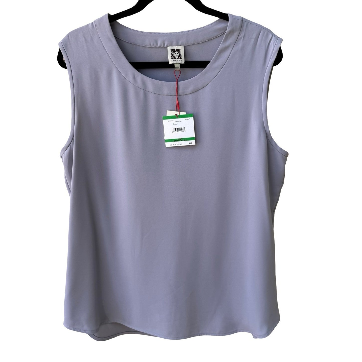 Anne Klein Pastel Purple Minimalist Workwear Sleeveless Shell Blouse Top L NEW
