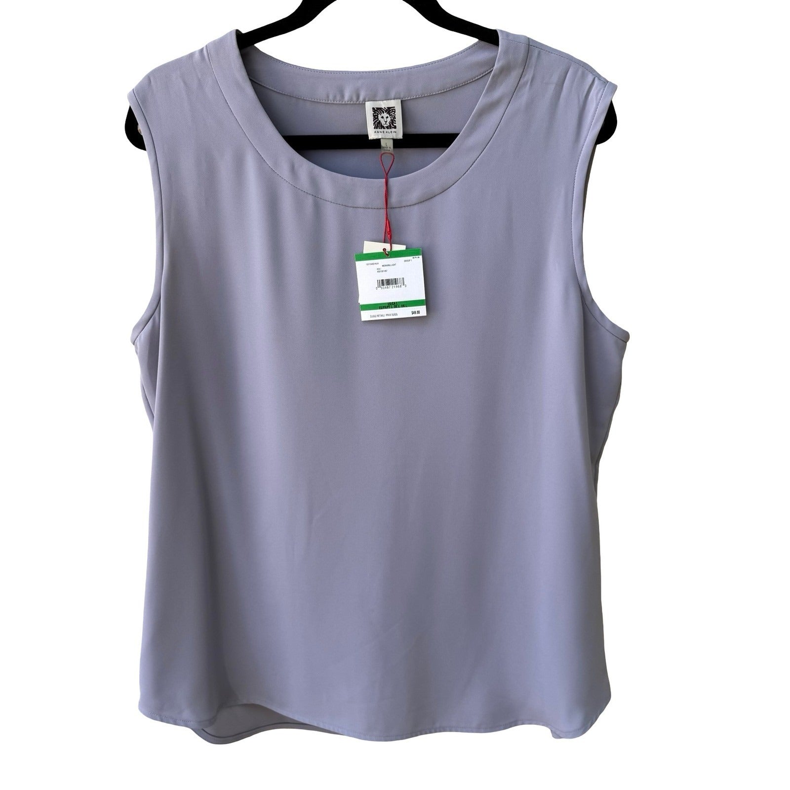 Anne Klein Pastel Purple Minimalist Workwear Sleeveless Shell Blouse Top L NEW