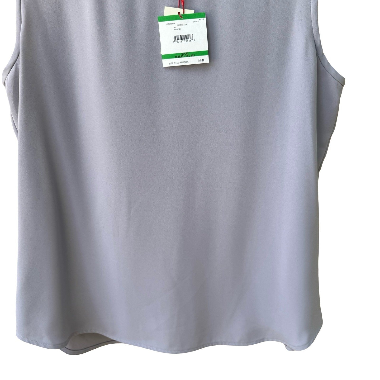 Anne Klein Pastel Purple Minimalist Workwear Sleeveless Shell Blouse Top L NEW