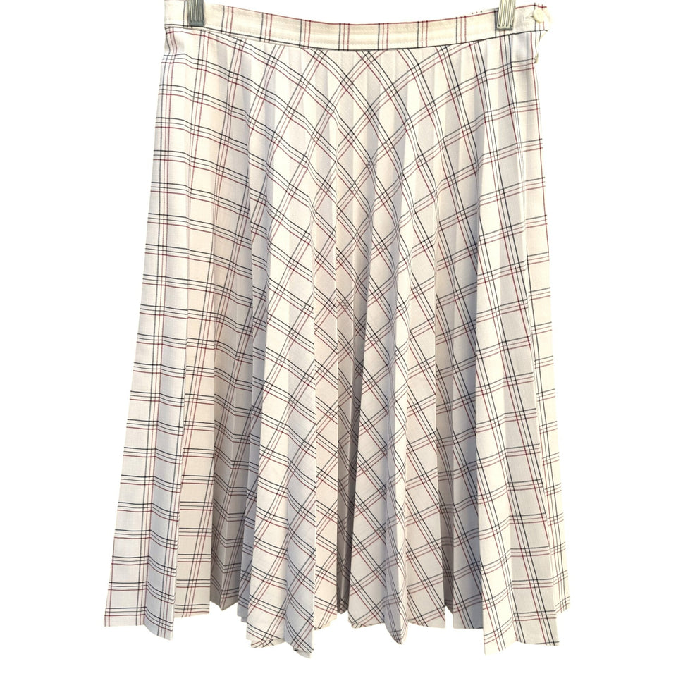 Joyce Sportswear Vintage 70s Womens Pleated Plaid Retro Mod Full Midi Skirt M