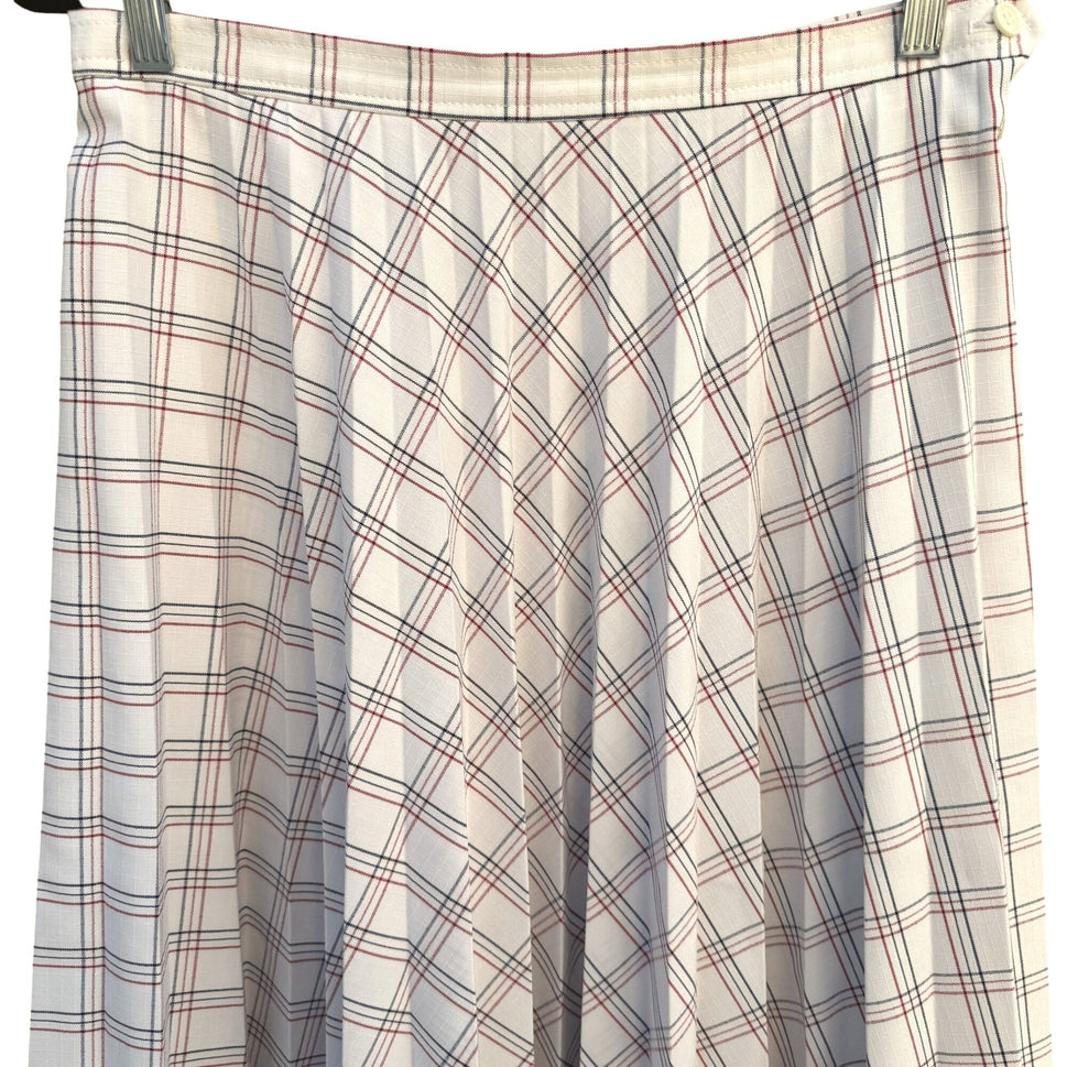 Joyce Sportswear Vintage 70s Womens Pleated Plaid Retro Mod Full Midi Skirt M