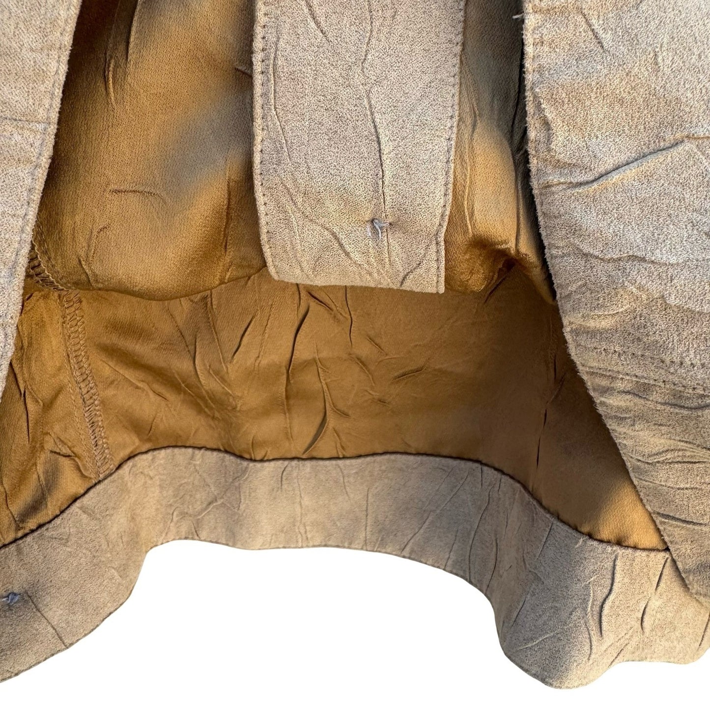 Chicos Tan Crinkle Faux Suede Button Front Jacket Womens Size 1 Medium Tan Camel