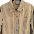 Switch Chicos Tan Crinkle Faux Suede Button Front Jacket Womens Size 1 Medium Tan Camel 3 image