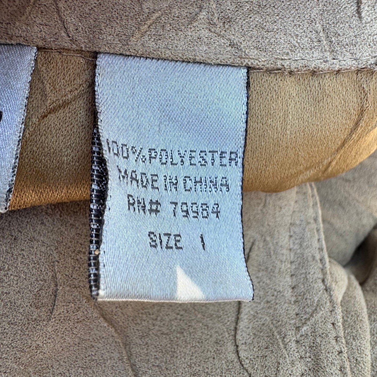 Chicos Tan Crinkle Faux Suede Button Front Jacket Womens Size 1 Medium Tan Camel