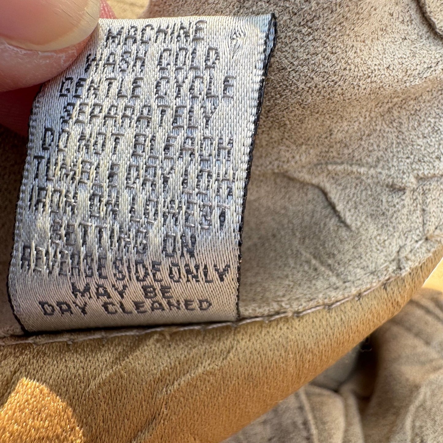 Chicos Tan Crinkle Faux Suede Button Front Jacket Womens Size 1 Medium Tan Camel