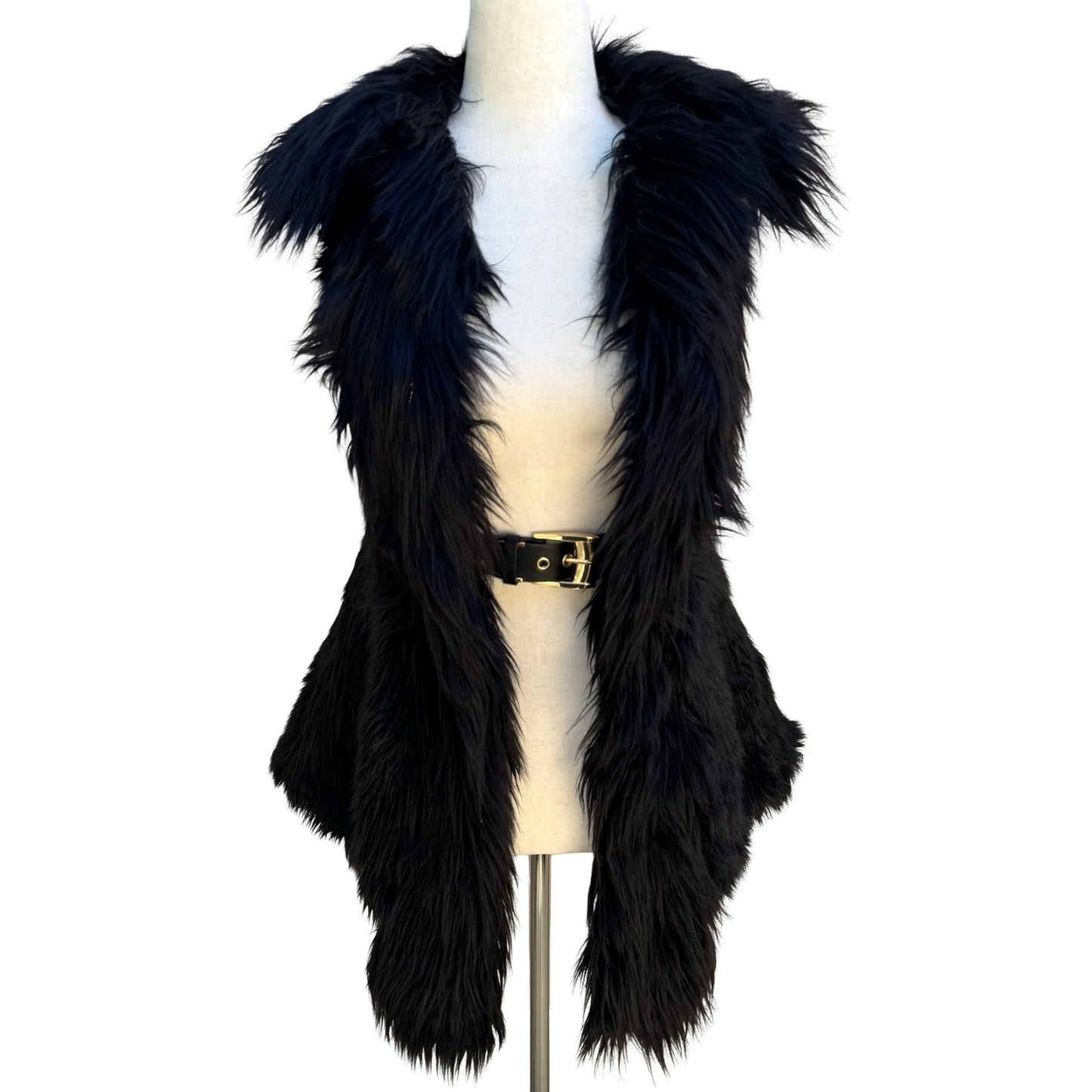 Versace for H&M Glam Faux Fur Vest Double Buckle Leather Straps Hanger Dustbag 6