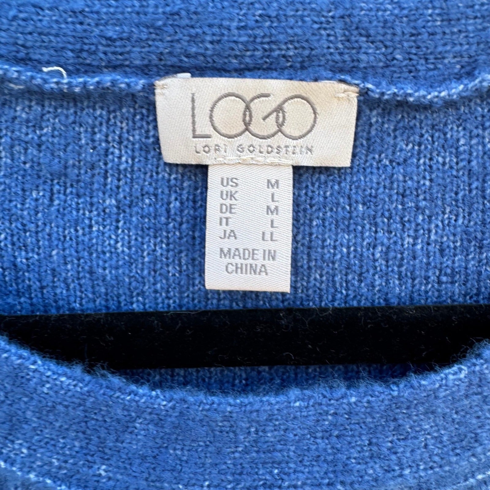 LOGO Lori Goldstein Layering Ribbed Soft Knit Lagenlook Sweater Blue Women M NEW
