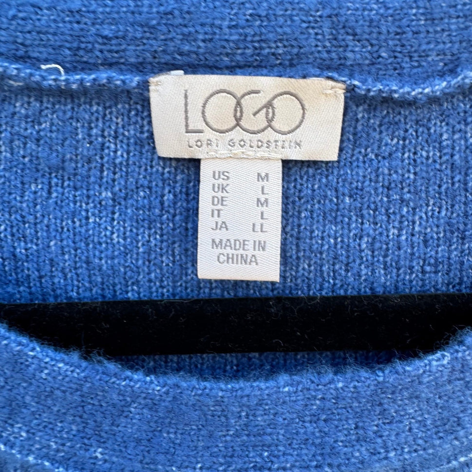 LOGO Lori Goldstein Layering Ribbed Soft Knit Lagenlook Sweater Blue Women M NEW