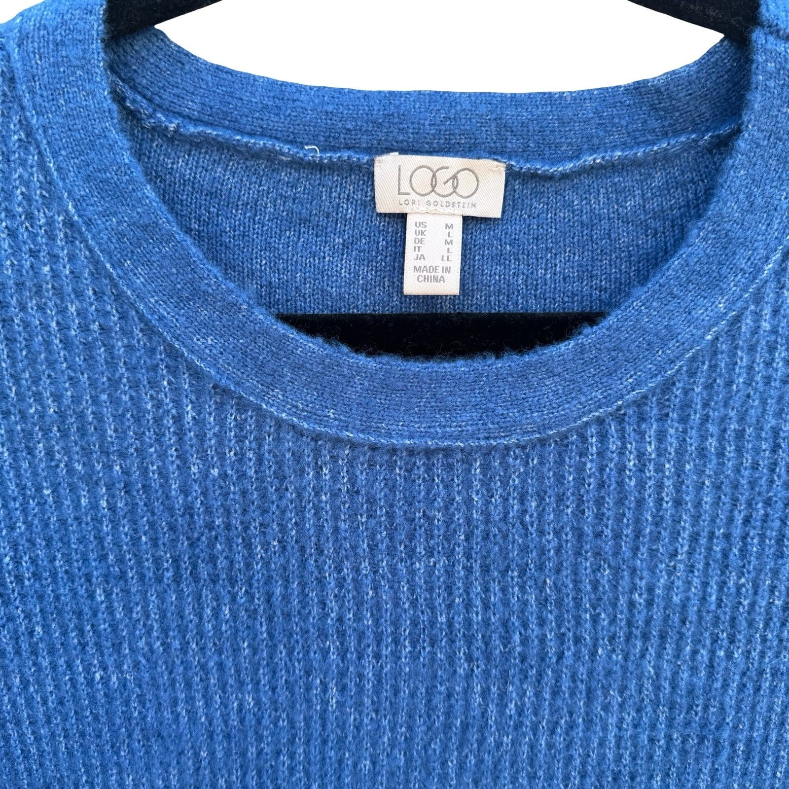 LOGO Lori Goldstein Layering Ribbed Soft Knit Lagenlook Sweater Blue Women M NEW