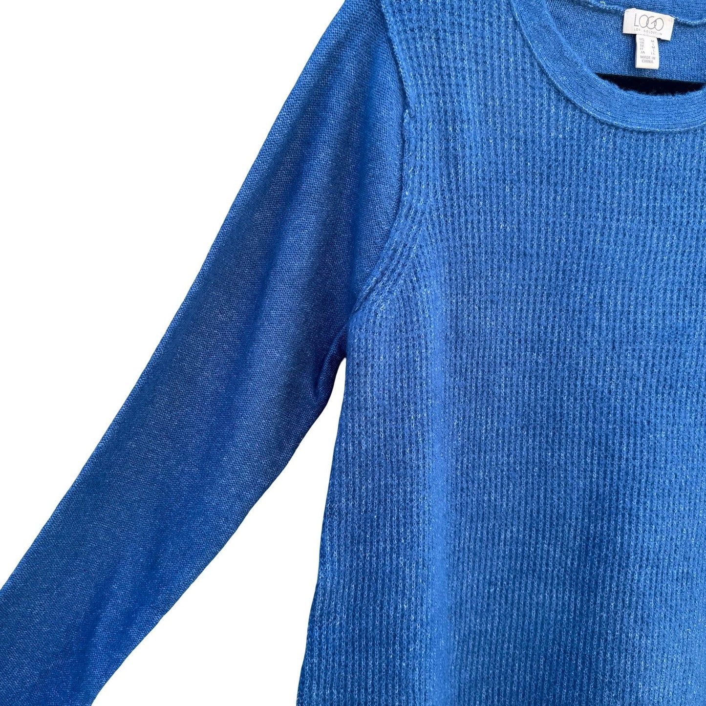 LOGO Lori Goldstein Layering Ribbed Soft Knit Lagenlook Sweater Blue Women M NEW