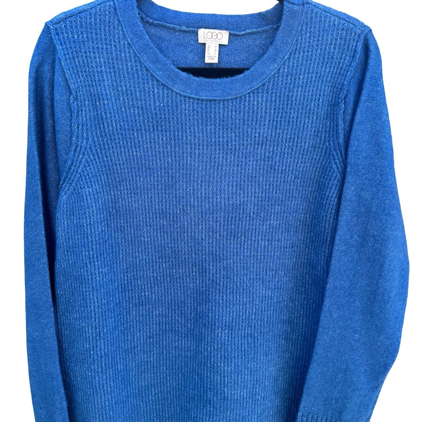 LOGO Lori Goldstein Layering Ribbed Soft Knit Lagenlook Sweater Blue Women M NEW