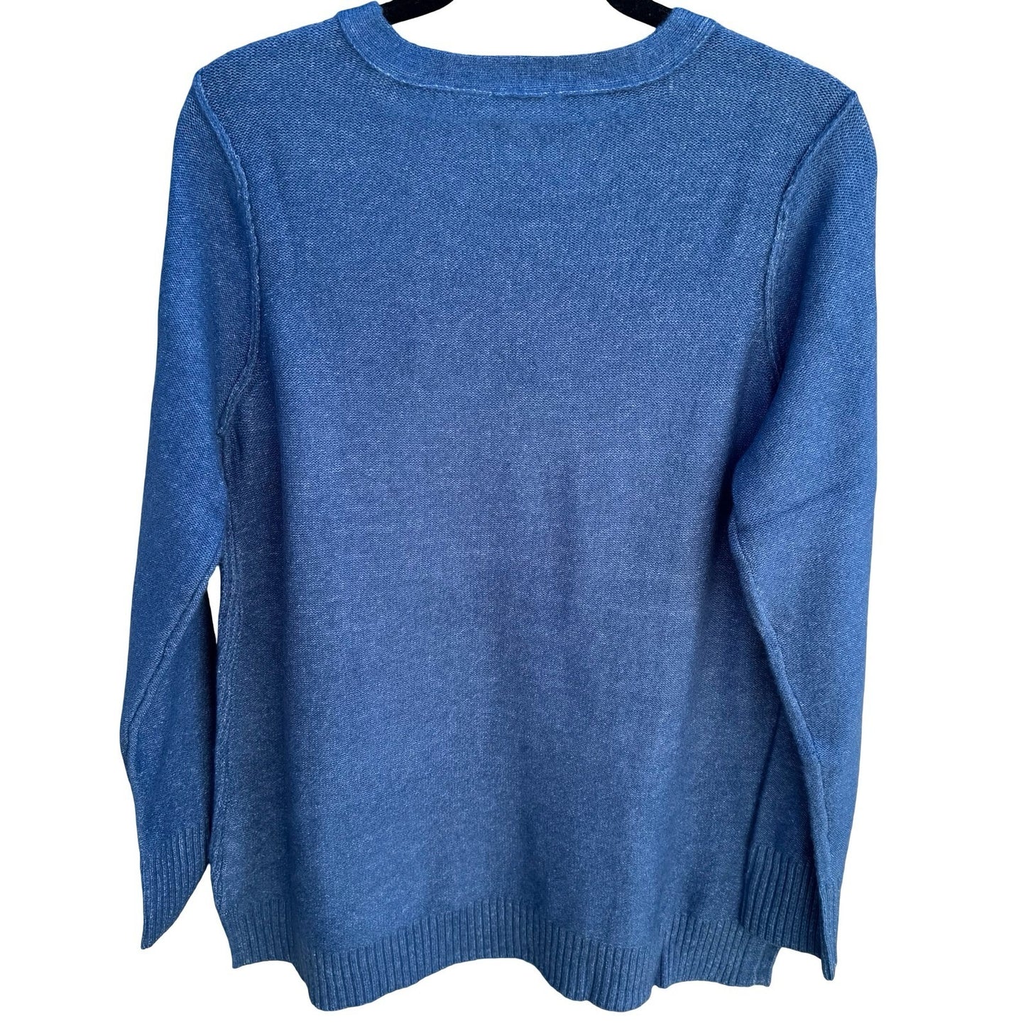 LOGO Lori Goldstein Layering Ribbed Soft Knit Lagenlook Sweater Blue Women M NEW