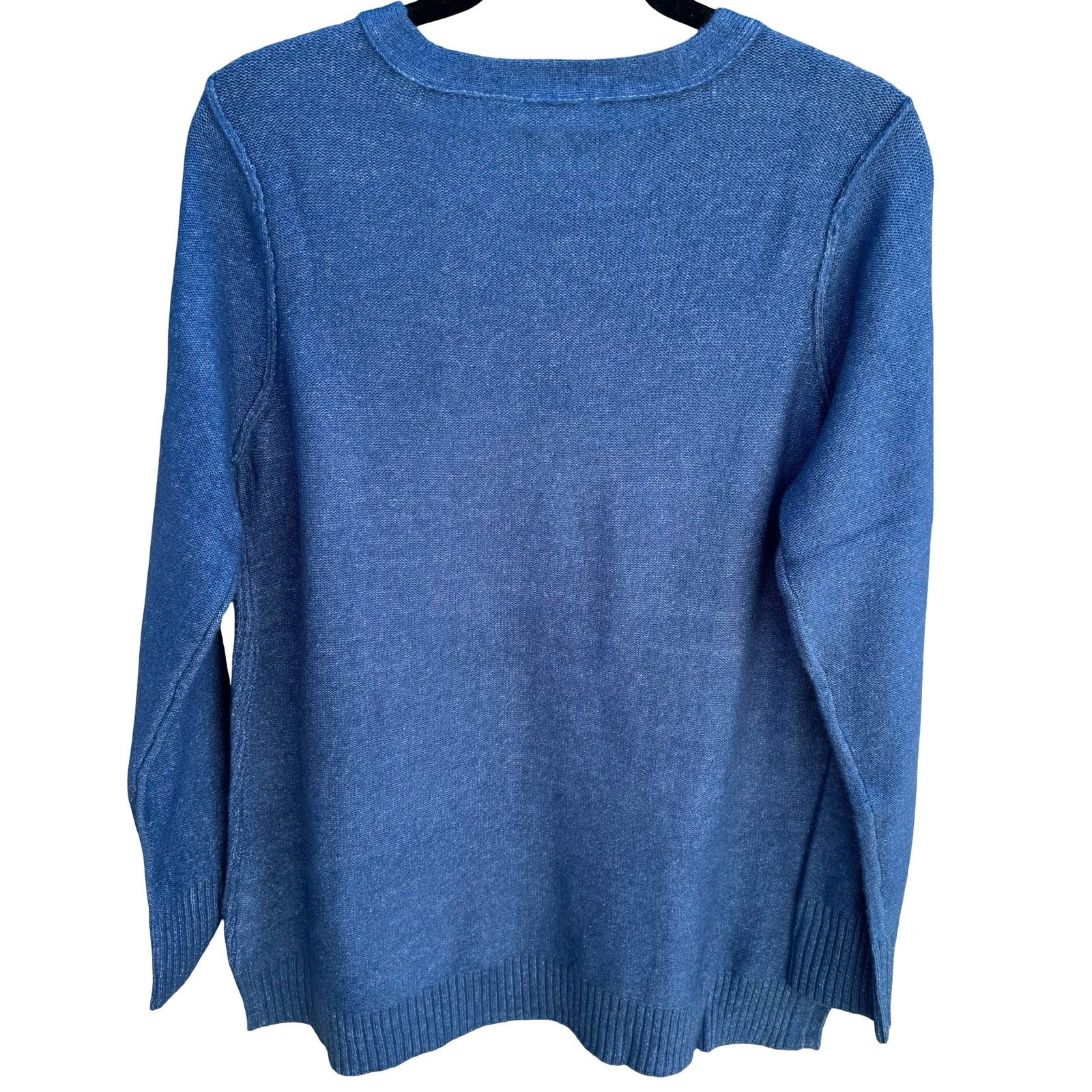 LOGO Lori Goldstein Layering Ribbed Soft Knit Lagenlook Sweater Blue Women M NEW