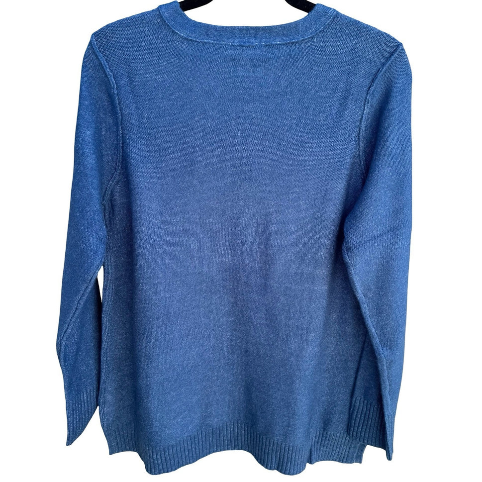 LOGO Lori Goldstein Layering Ribbed Soft Knit Lagenlook Sweater Blue Women M NEW