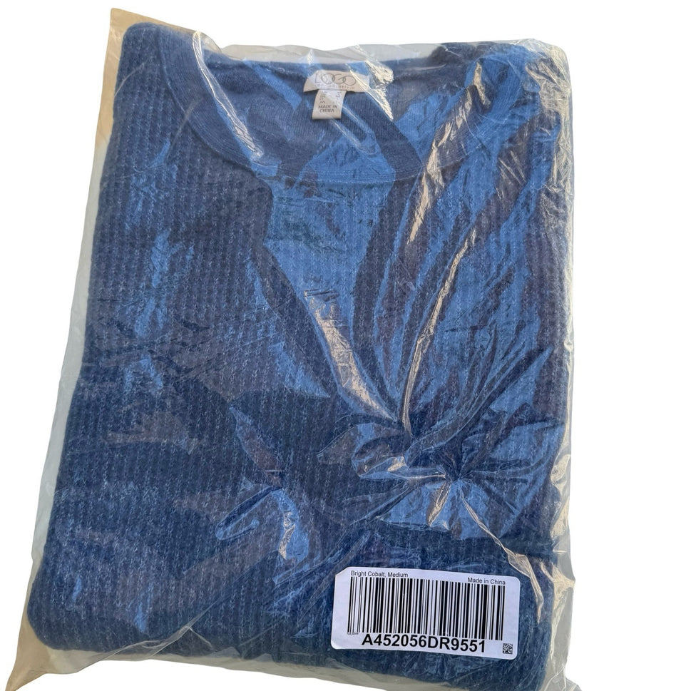LOGO Lori Goldstein Layering Ribbed Soft Knit Lagenlook Sweater Blue Women M NEW