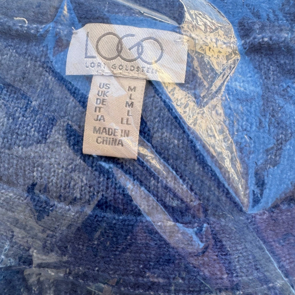 LOGO Lori Goldstein Layering Ribbed Soft Knit Lagenlook Sweater Blue Women M NEW