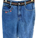 Switch Bill Blass Womens Vintage High Waist Embroidered Floral Applique Denim Jeans 10P 2 image