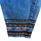 Switch Bill Blass Womens Vintage High Waist Embroidered Floral Applique Denim Jeans 10P 3 image