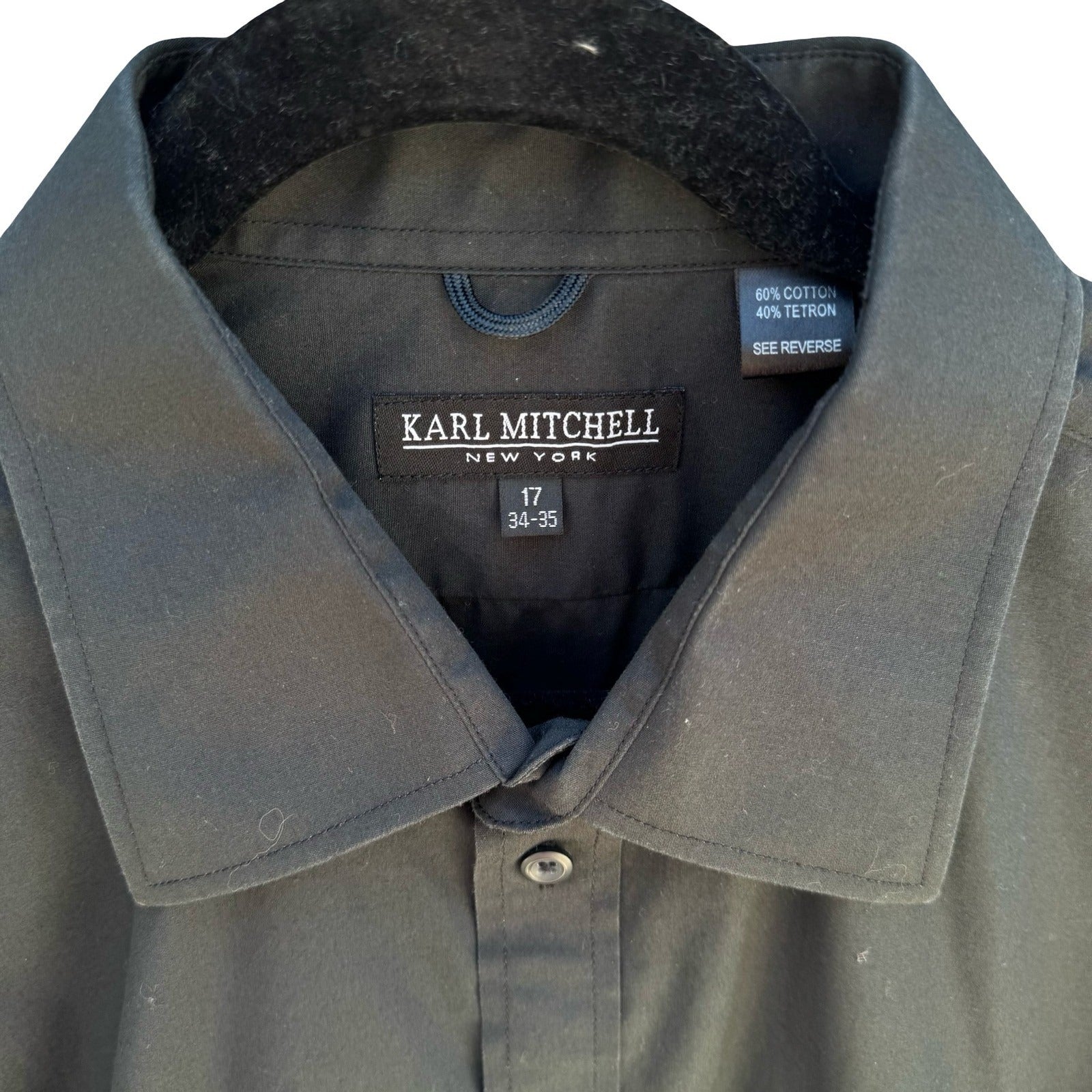 Karl Mitchell New York Minimalist Dress Shirt Black Professional Mens 17 34-35