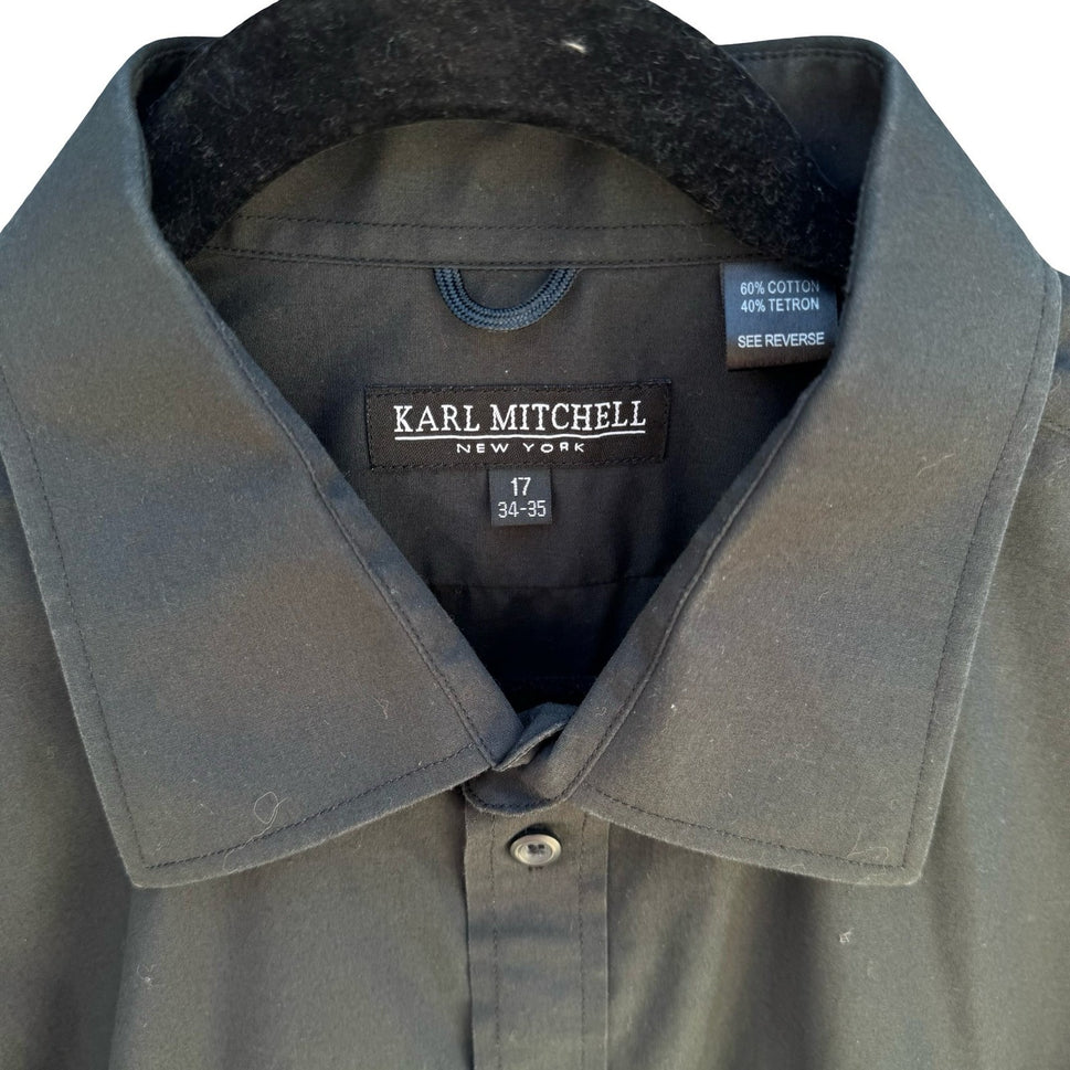 Karl Mitchell New York Minimalist Dress Shirt Black Professional Mens 17 34-35