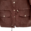 Switch Denim &amp; Co. Womens Brown Faux Suede Safari Military Drawstring Waist Jacket S 2 image