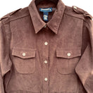 Switch Denim &amp; Co. Womens Brown Faux Suede Safari Military Drawstring Waist Jacket S 3 image