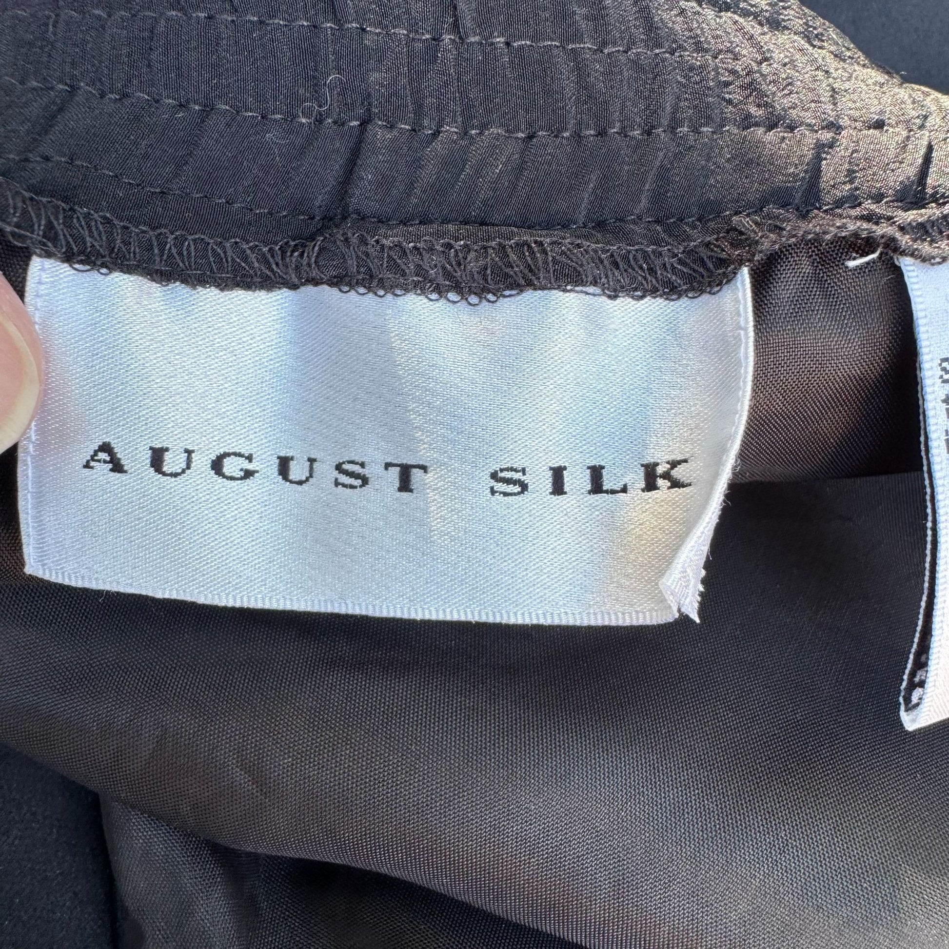 August Silk Vintage Womens Relaxed Fit Black Pleated Elastic Waist Dress Pants