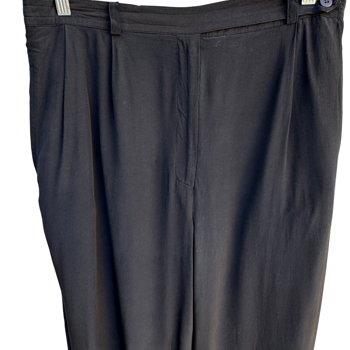 August Silk Vintage Womens Relaxed Fit Black Pleated Elastic Waist Dress Pants