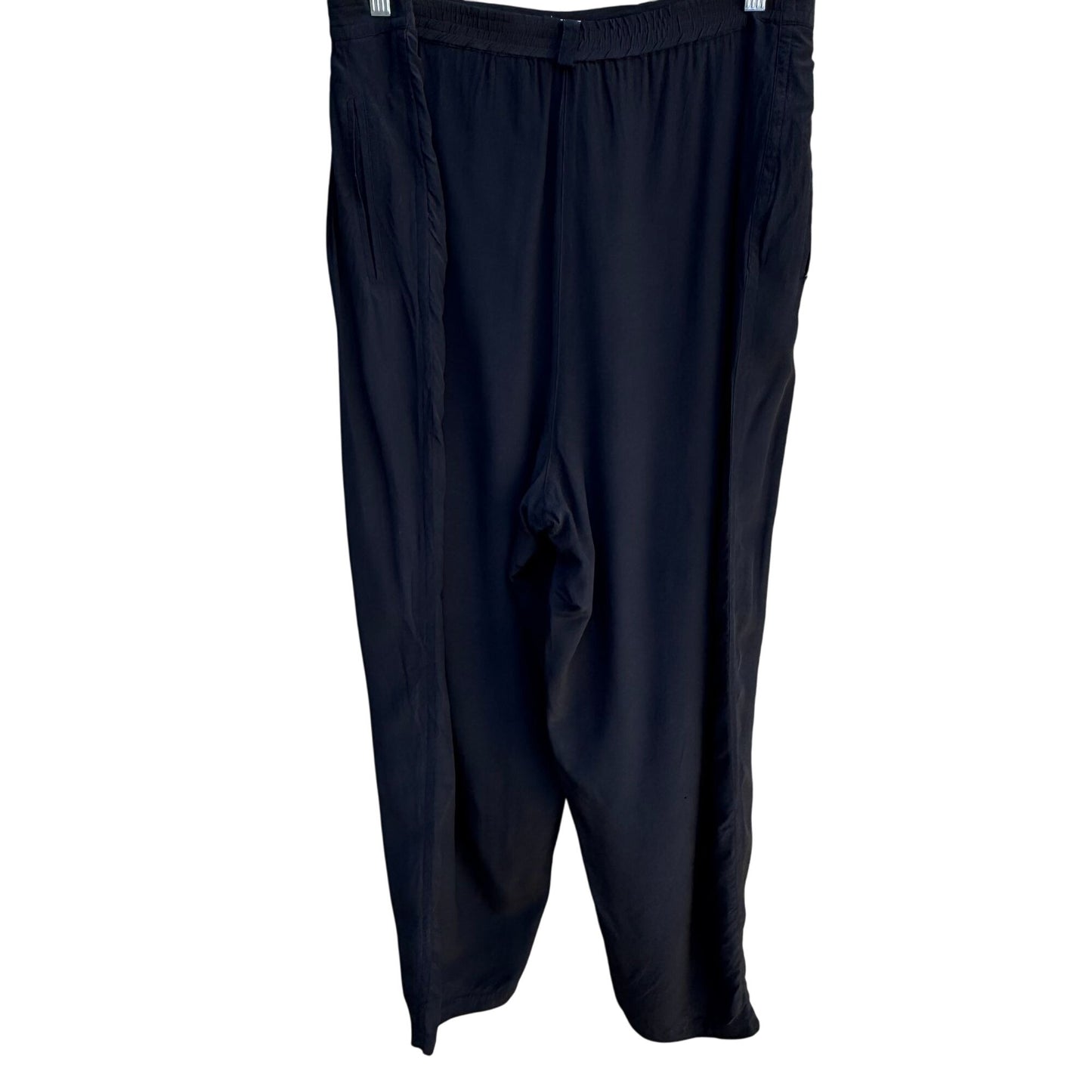 August Silk Vintage Womens Relaxed Fit Black Pleated Elastic Waist Dress Pants