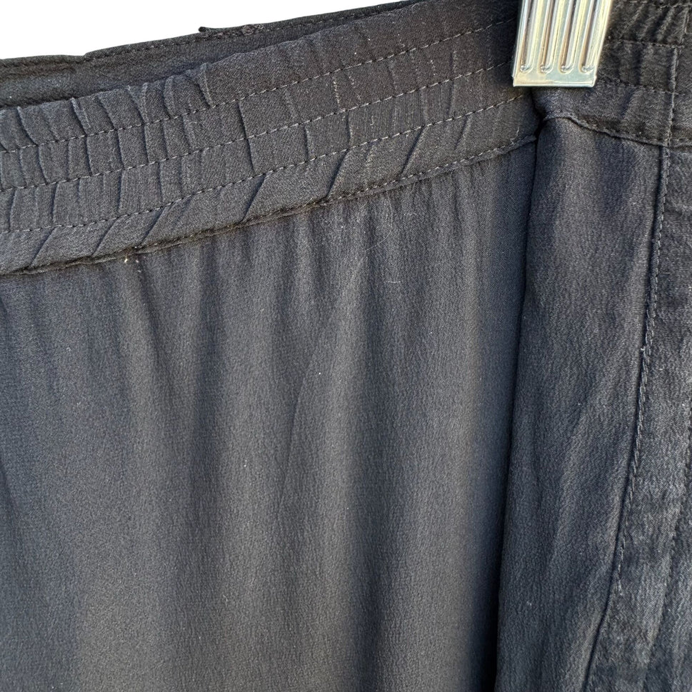 August Silk Vintage Womens Relaxed Fit Black Pleated Elastic Waist Dress Pants