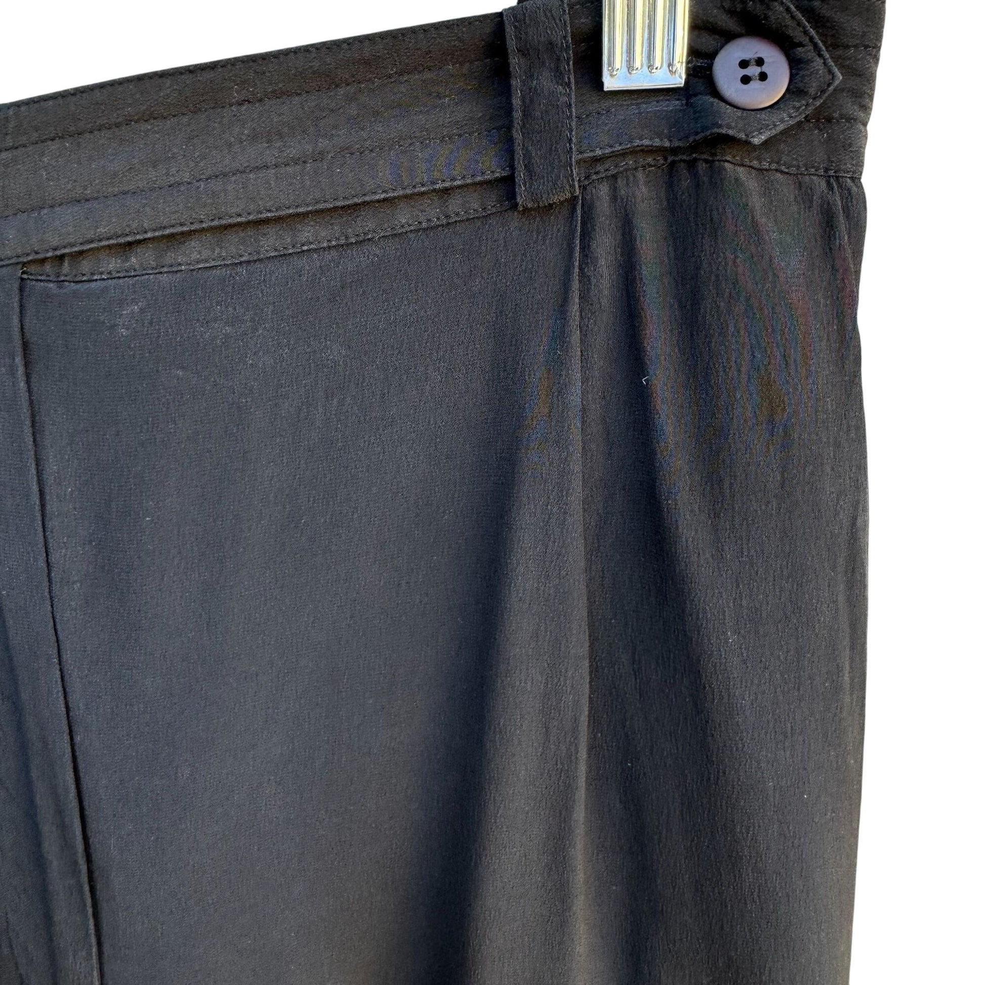 August Silk Vintage Womens Relaxed Fit Black Pleated Elastic Waist Dress Pants