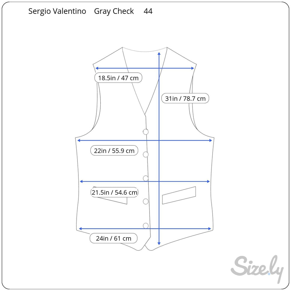 Sergio Valentino Mens Gray Wool Checkered Single Breasted Blazer Plus Vest Set 44L