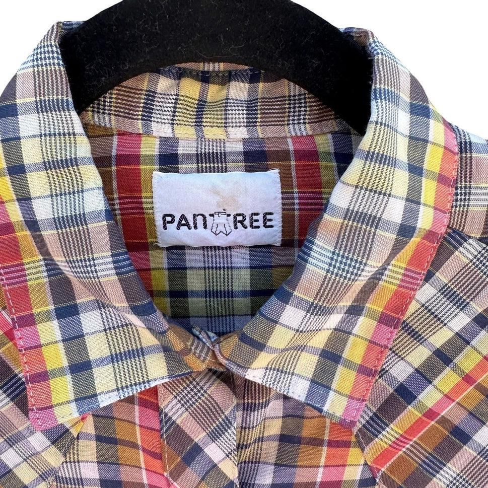 Pan-Tree Vintage Western Pearl Snap Shirt Plaid Multicolor Long Sleeve Mens M