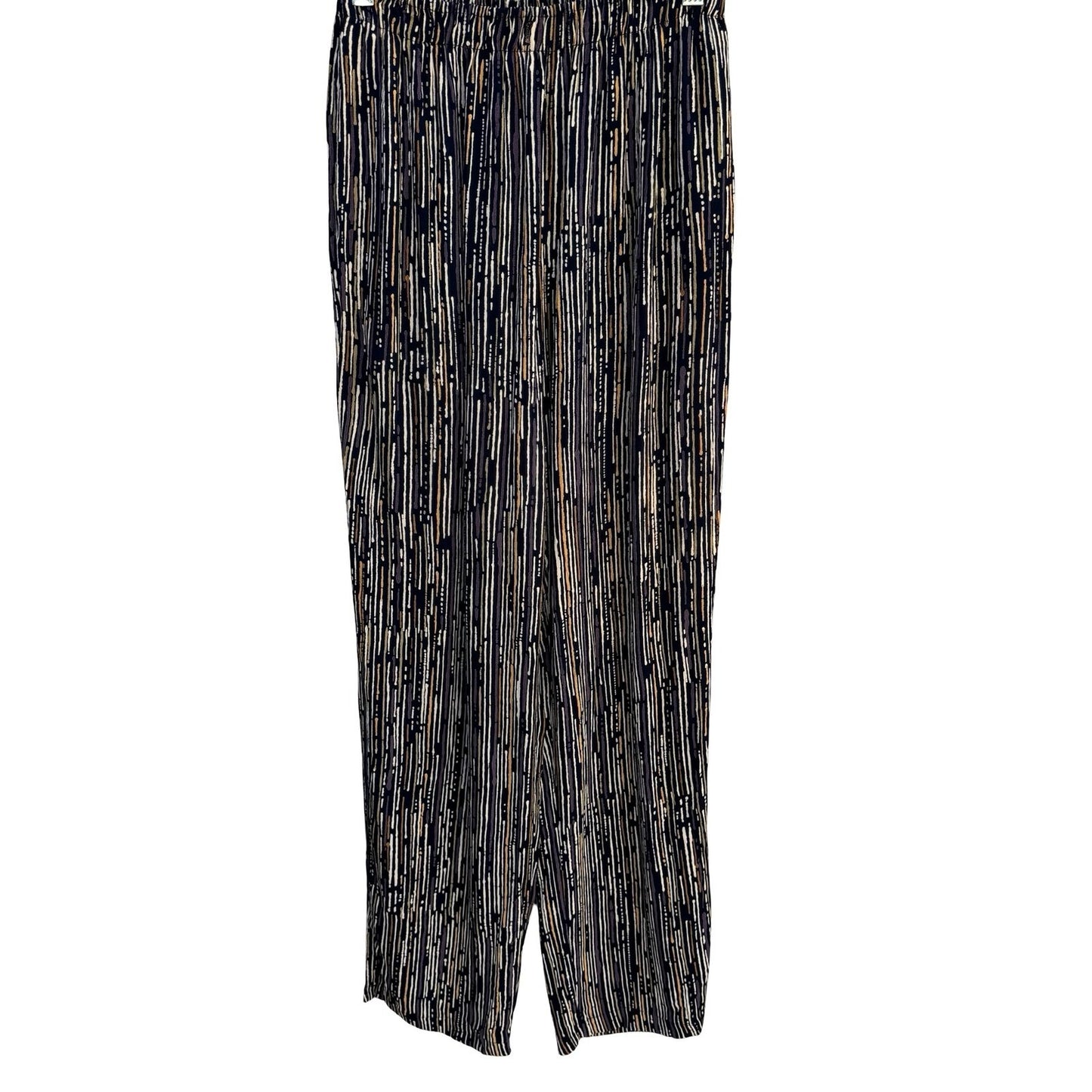 Clio Womens Abstract Dash Print Elastic Waist Straight Leg Pants Black Small