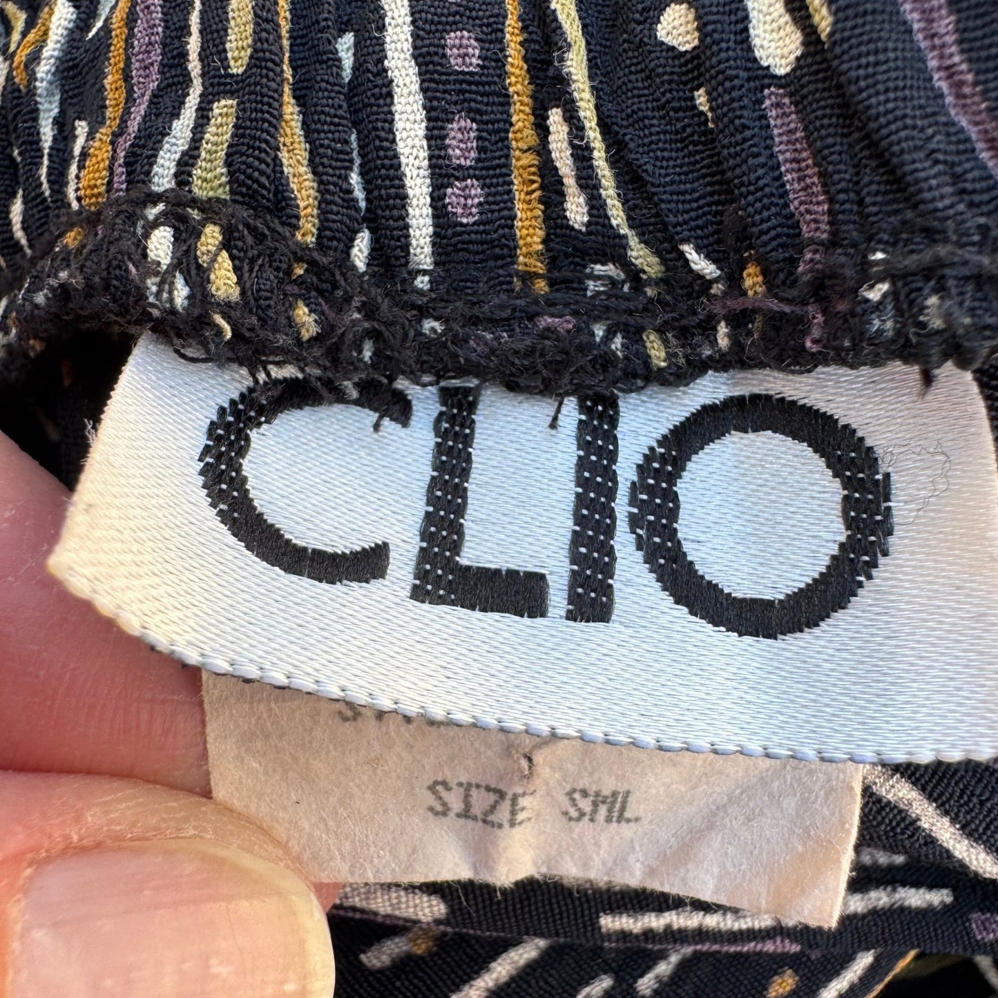 Clio Womens Abstract Dash Print Elastic Waist Straight Leg Pants Black Small