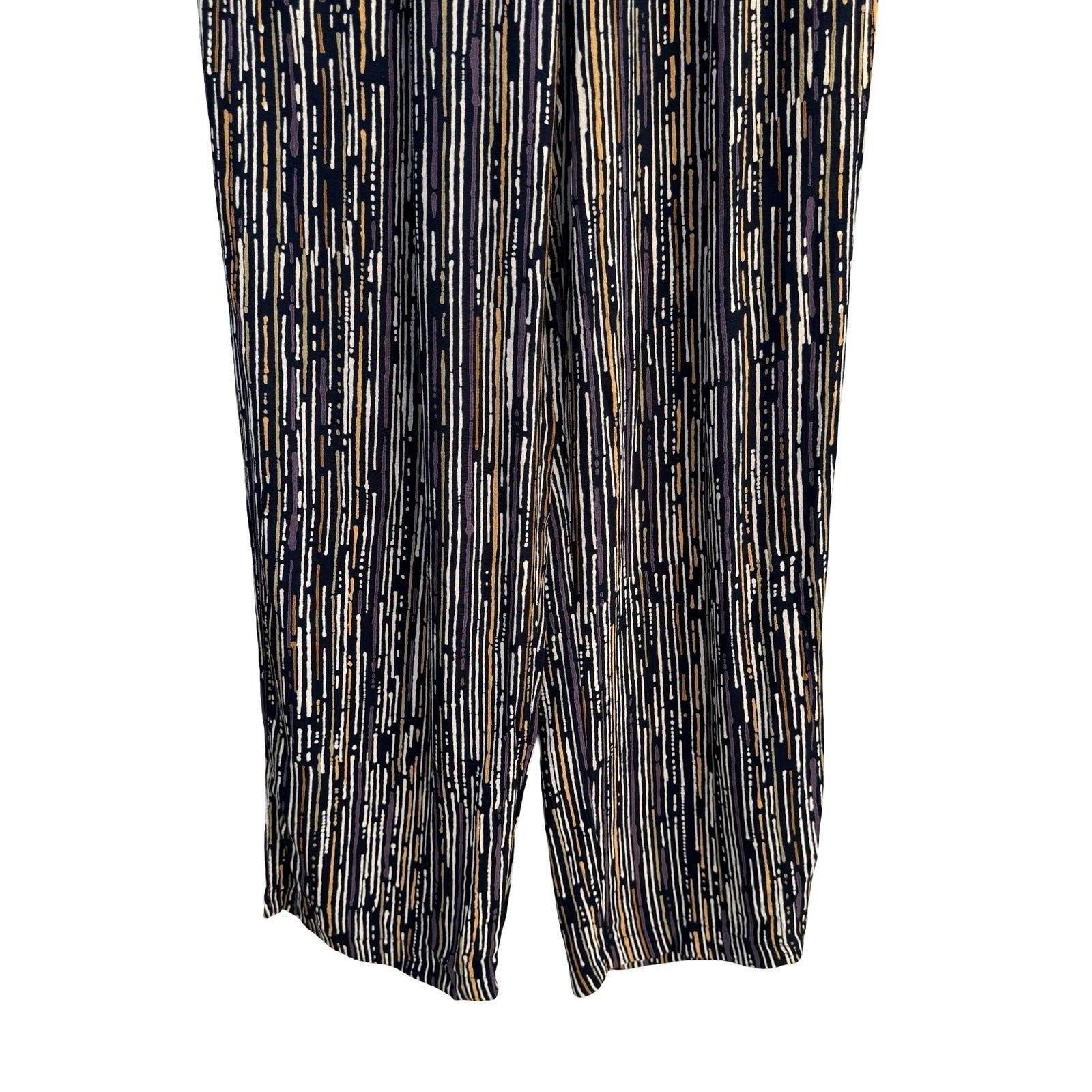 Clio Womens Abstract Dash Print Elastic Waist Straight Leg Pants Black Small