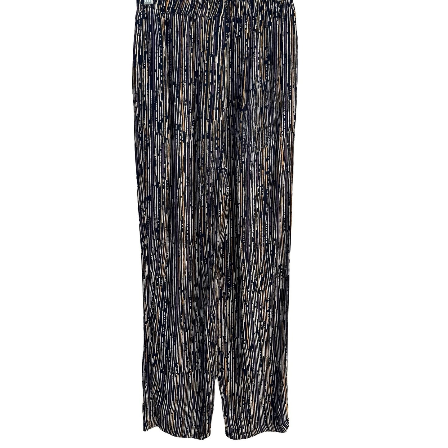 Clio Womens Abstract Dash Print Elastic Waist Straight Leg Pants Black Small