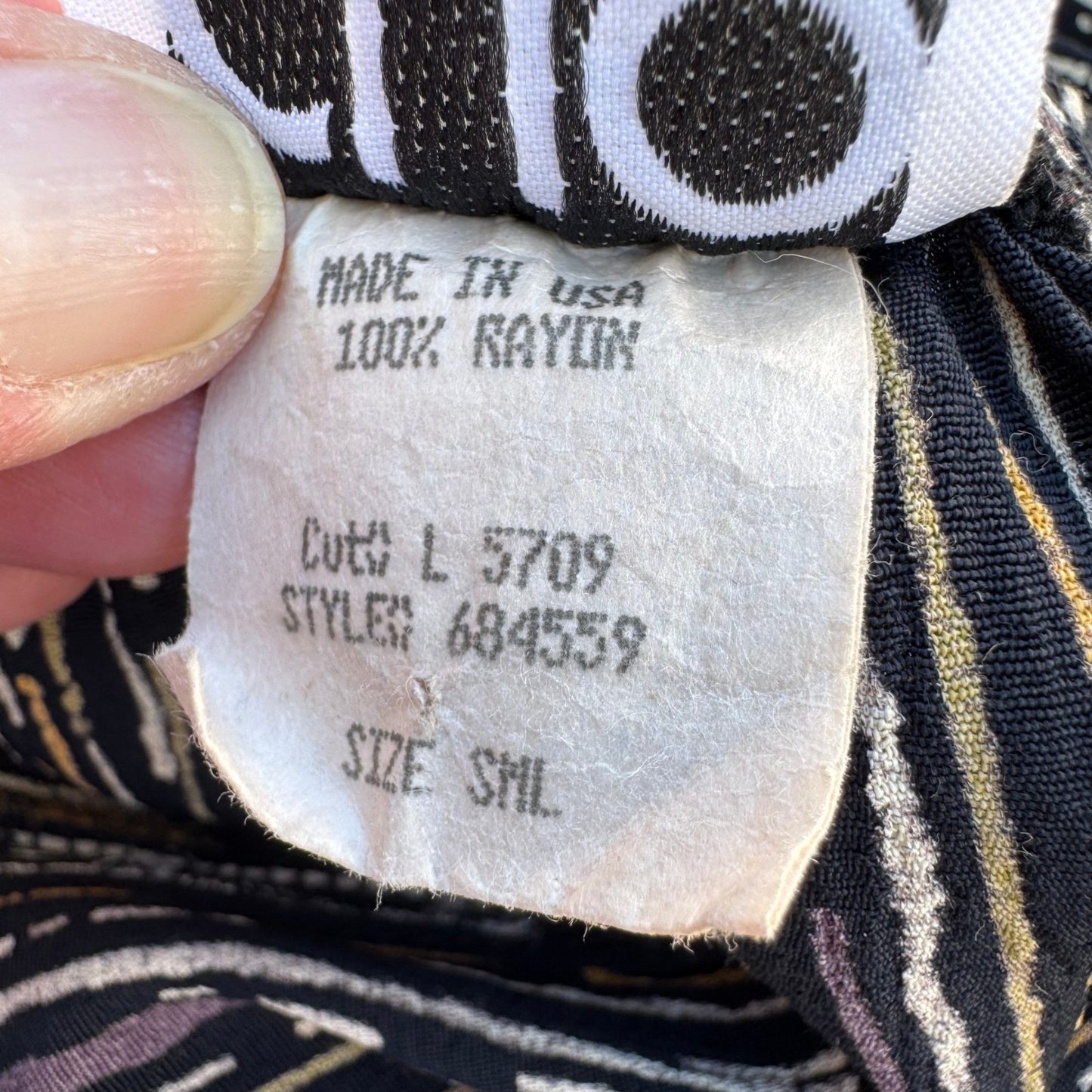 Clio Womens Abstract Dash Print Elastic Waist Straight Leg Pants Black Small