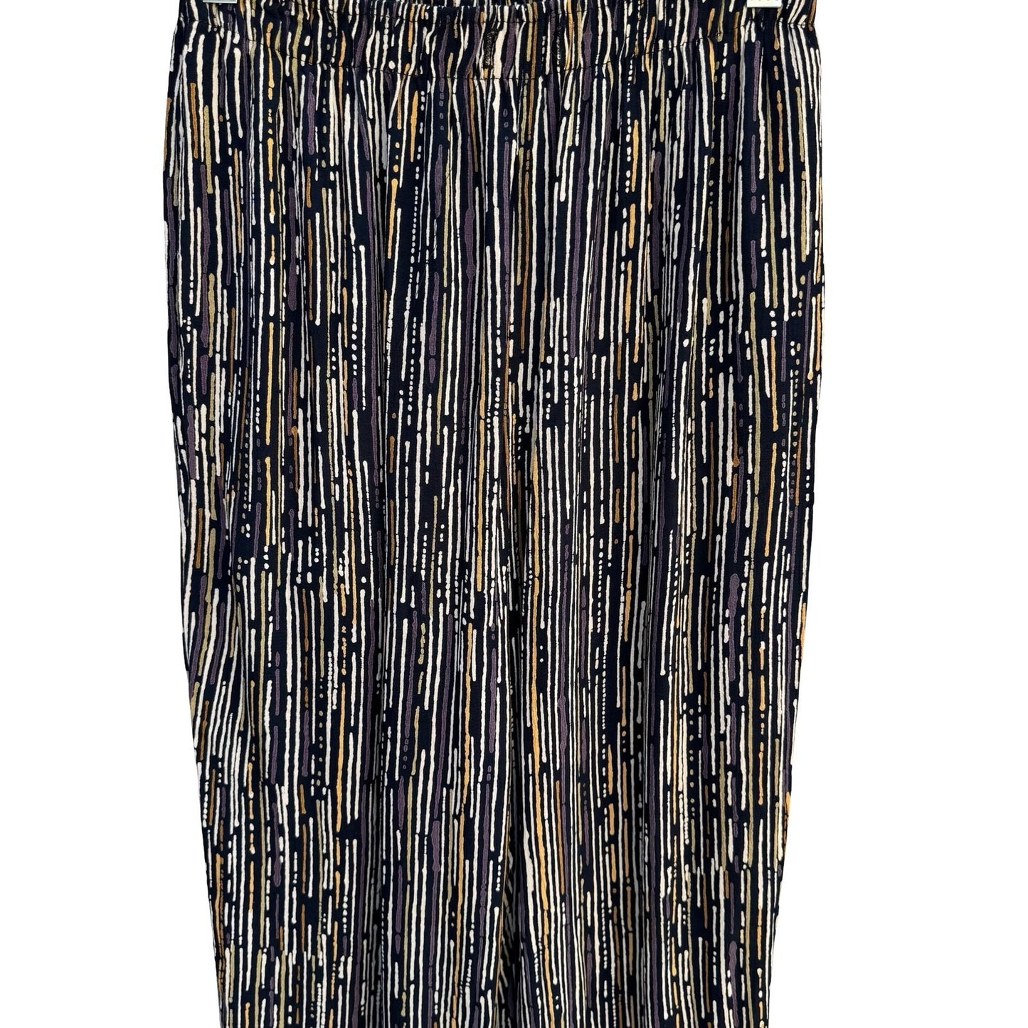 Clio Womens Abstract Dash Print Elastic Waist Straight Leg Pants Black Small