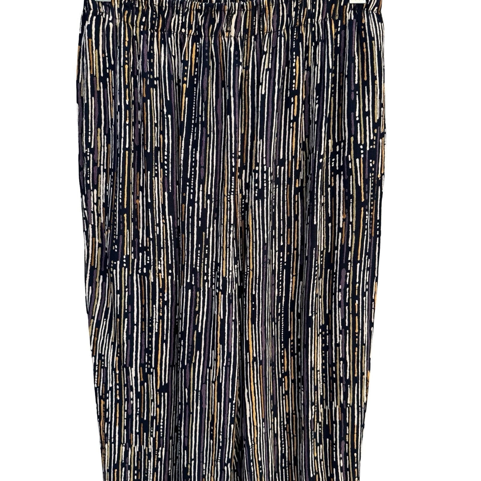 Clio Womens Abstract Dash Print Elastic Waist Straight Leg Pants Black Small