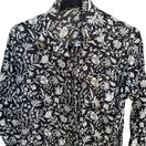 Switch Boho Cottagcore Artsy Whimsigoth Coastal Cotton Gauze Black White Floral Shirt 2 image